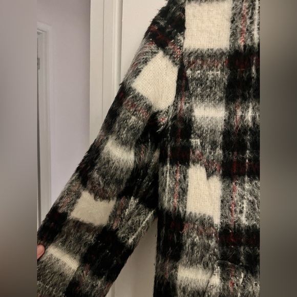 Banana Republic Italian fabric wool blend cost women size small plaid red gray - Picture 5 of 16